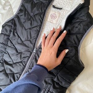 SO Black Quilted Vest with Cream Lining